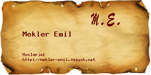 Mekler Emil névjegykártya